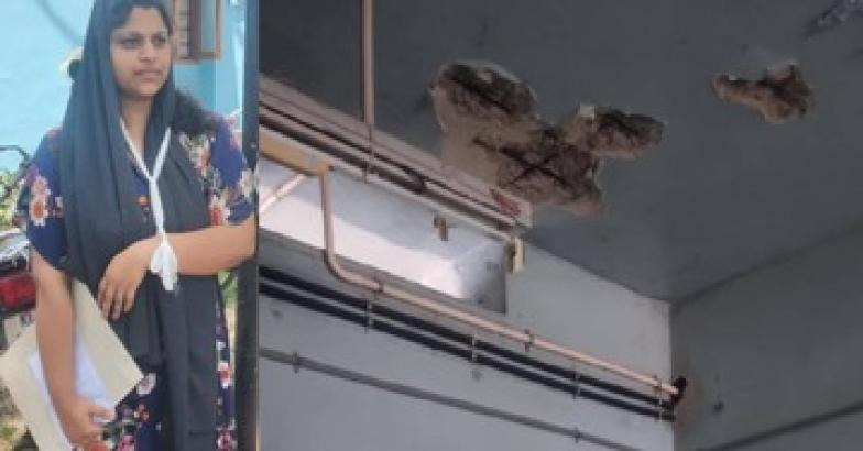 തിരുവനന്തപുരത്ത് സര്‍ക്കാര്‍ ആശുപത്രി കെട്ടിടത്തിന്റെ കോൺക്രീറ്റ് പാളി അടർന്ന് വീണു; രോഗിയുടെ ബന്ധുവിന് പരിക്ക്